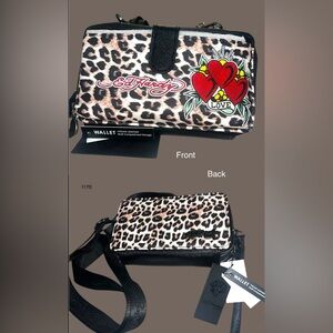 *new* Ed Hardy Leopard Print Crossbody Wallet Bag